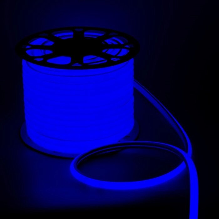Гибкий неон Luazon Lighting 16 мм D-образный, IP67, 50 м, SMD2835, 120 LED/м, 220 В, свечение синее от компании Интернет-гипермаркет «MALL24» - фото 1