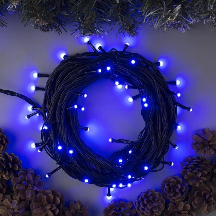 Гирлянда "Нить" 10 м , IP44, УМС, тёмная нить, 72 SMD-LED, свечение синее, 220 В от компании Интернет-гипермаркет «MALL24» - фото 1