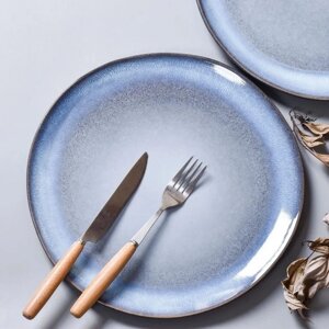 Глиняный набор персональных тарелок, 4 предмета, 27.2x2.4x28.8 см, синий