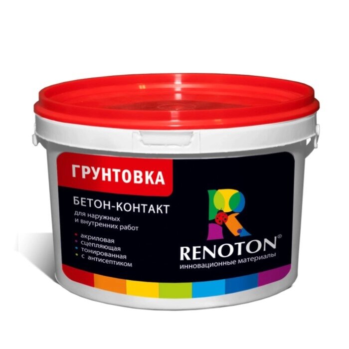 Грунтовка Бетон контакт "RENOTON" сцепляющая, цвет розовый 14кг от компании Интернет-гипермаркет «MALL24» - фото 1