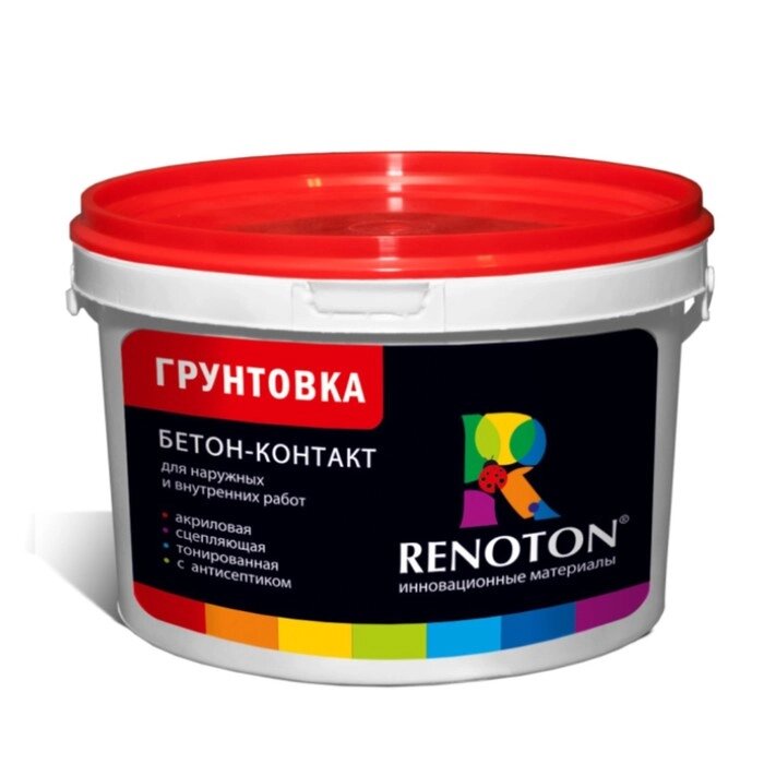 Грунтовка Бетон контакт "RENOTON" сцепляющая, цвет  розовый 25кг от компании Интернет-гипермаркет «MALL24» - фото 1