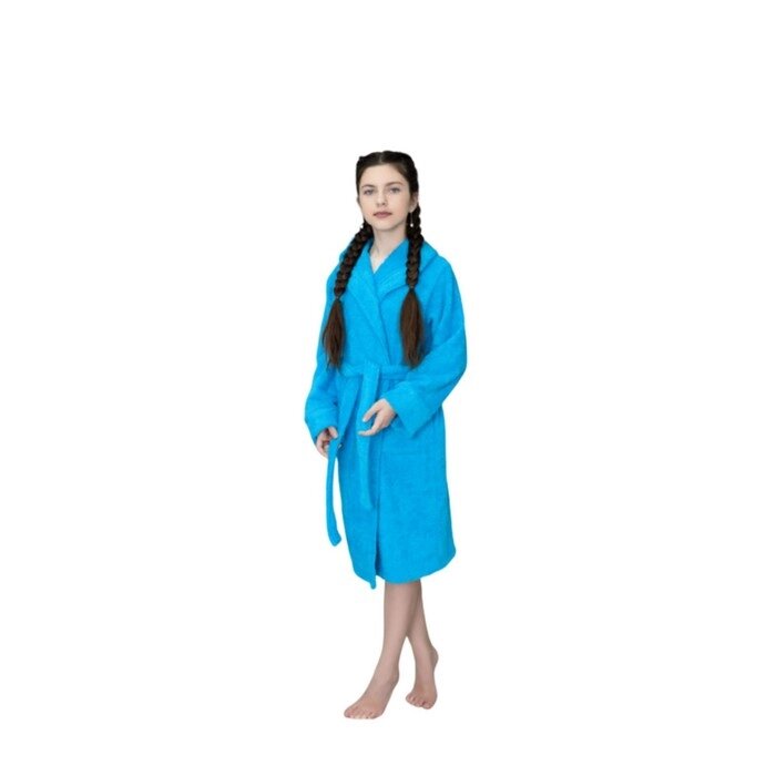 Халат детский махровый с капюшоном, размер 30, цвет голубой от компании Интернет-гипермаркет «MALL24» - фото 1