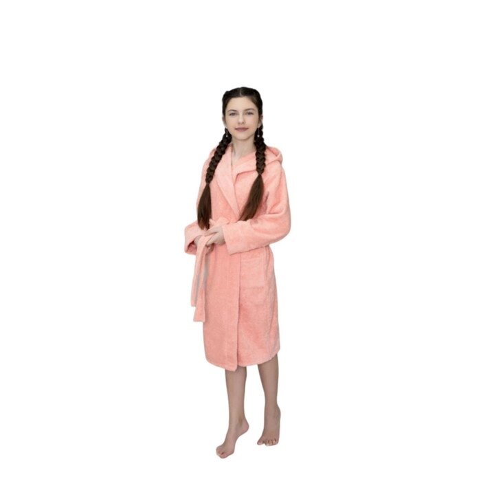Халат детский махровый с капюшоном, размер 30, цвет персиковый от компании Интернет-гипермаркет «MALL24» - фото 1