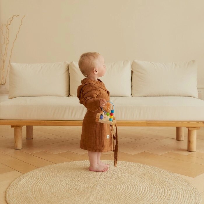 Халат детский муслиновый LoveLife (4 года, рост 104-110 см), цвет корицы, 100% хлопок, 235 гр/м2 от компании Интернет-гипермаркет «MALL24» - фото 1
