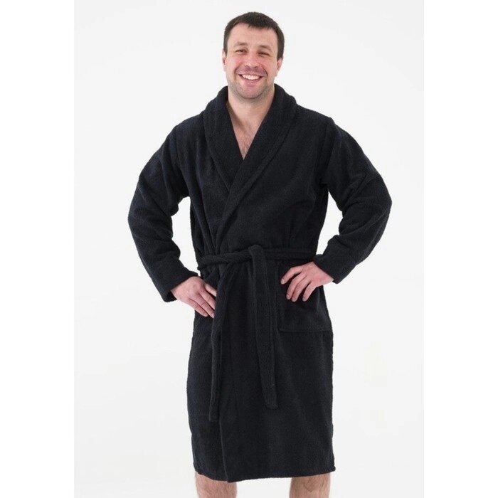 Халат мужской махровый с шалькой, размер 48-50, цвет черный от компании Интернет-гипермаркет «MALL24» - фото 1