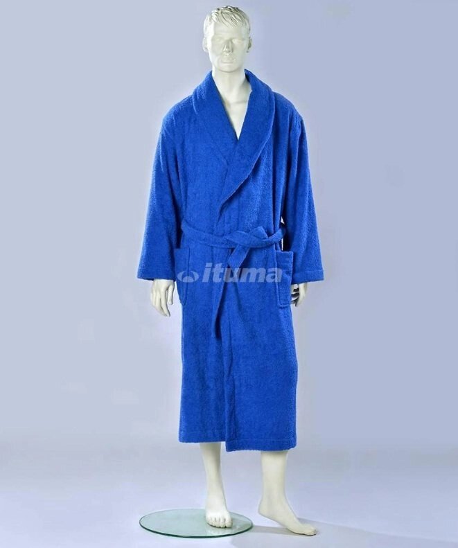 Халат мужской (темно синий) , махровый, полотно 390 г/м2, 48р от компании Интернет-гипермаркет «MALL24» - фото 1