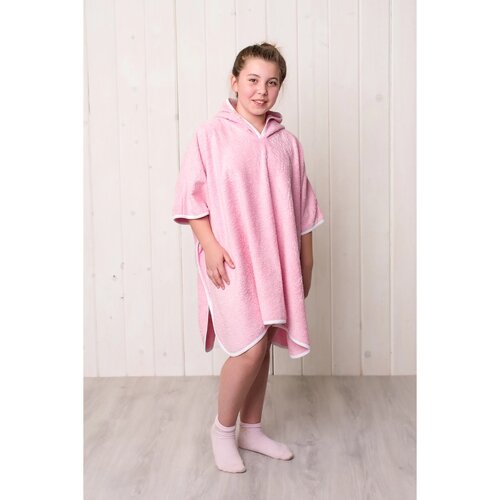 Халат-пончо для девочки, размер 80 60 см, розовый, махра