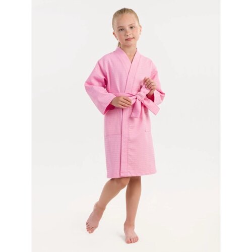Халат вафельный детский "Кимоно", размер 40, цвет розовый