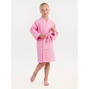 Халат вафельный детский "Кимоно", размер 42, цвет розовый
