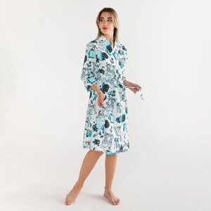 Халат женский Этель "Mint mood" рукав 3/4, р. 42-44, вафля 200г/м2, 100% хл