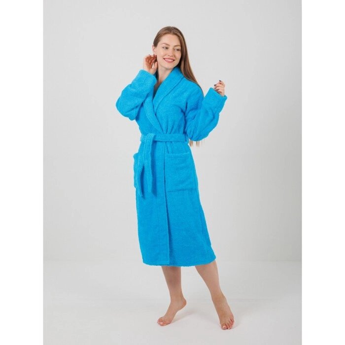 Халат женский махровый, с шалькой, размер 44-46, цвет голубой от компании Интернет-гипермаркет «MALL24» - фото 1
