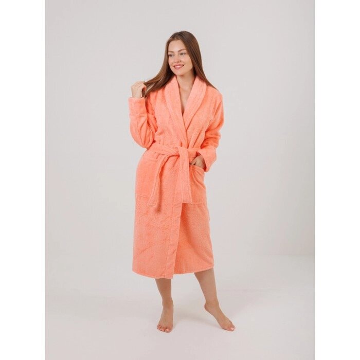 Халат женский махровый, с шалькой, размер 44-46, цвет персиковый от компании Интернет-гипермаркет «MALL24» - фото 1