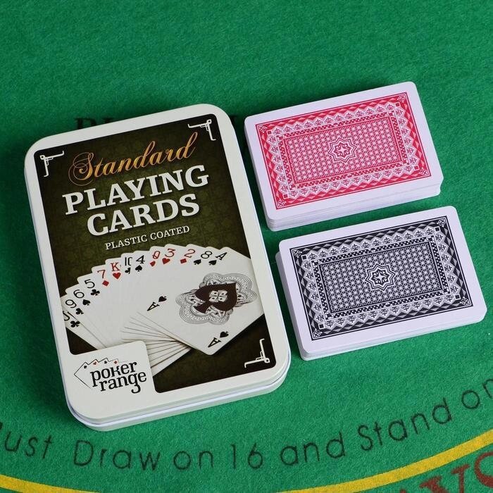 Игральные пластиковые "Poker range", 2 колоды по 54 шт, 25мкр, 8.8х5.7 см от компании Интернет-гипермаркет «MALL24» - фото 1