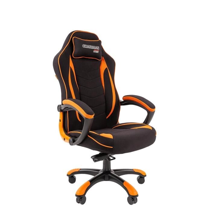 Игровое кресло "Chairman game" 28 ткань черный/оранжевый от компании Интернет-гипермаркет «MALL24» - фото 1