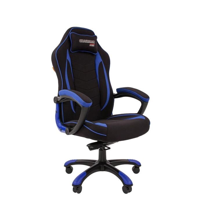 Игровое кресло "Chairman game" 28 ткань черный/синий от компании Интернет-гипермаркет «MALL24» - фото 1