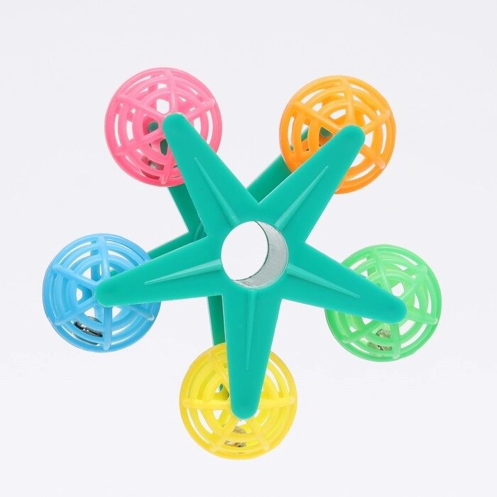 Игрушка для птиц "Карусель с шариками", 10 см (шарики по 3 см), микс цветов от компании Интернет-гипермаркет «MALL24» - фото 1