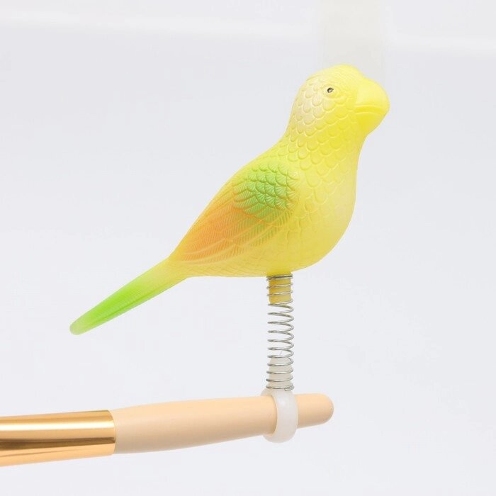 Игрушка для птиц "Птичка" на пружинке, 11.9 х 3.4 х 12.5 см, жёлтая от компании Интернет-гипермаркет «MALL24» - фото 1