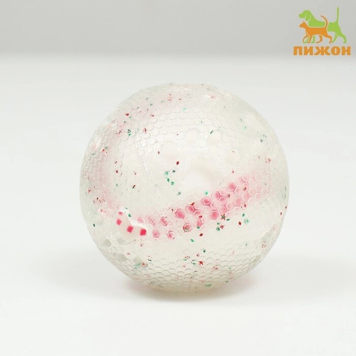 Игрушка для собак"Мяч бейсбол-косточки 2 в 1", TPR+винил,7,5 см, прозрачная/белая от компании Интернет-гипермаркет «MALL24» - фото 1