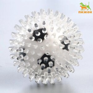 Игрушка для собак "Мяч футбол 2 в 1", TPR+винил, 9,5 см, прозрачная/чёрная/белая