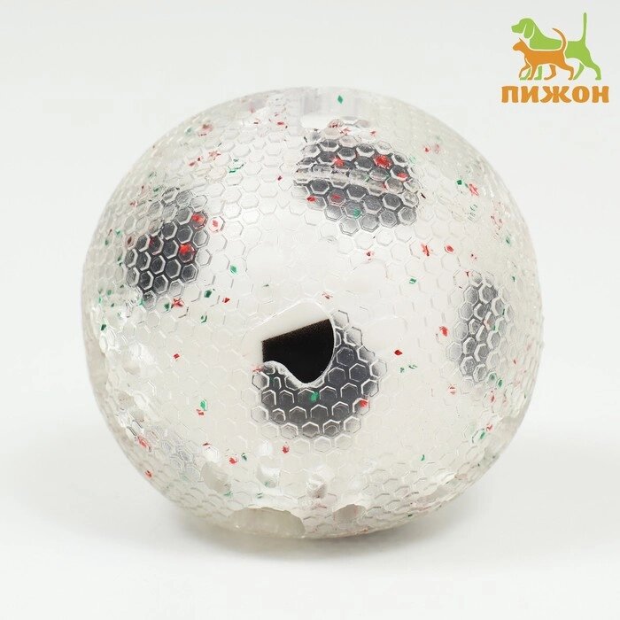 Игрушка для собак "Мяч футбол-лапки 2 в 1", TPR+винил, 7,5 см, прозрачная/белая с чёрным от компании Интернет-гипермаркет «MALL24» - фото 1