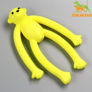 Игрушка для собак "Обезьяна" с пищалкой, 19,5 см, силикон, жёлтая