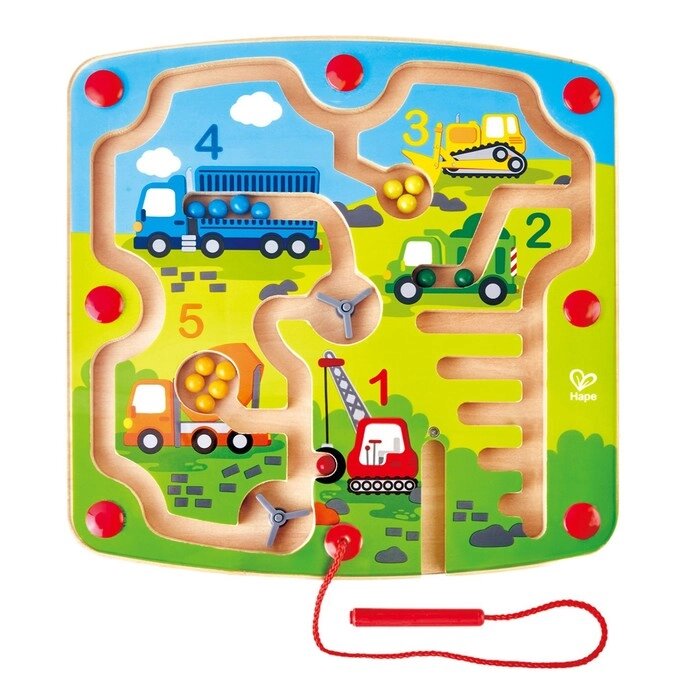 Игрушка-лабиринт Hape "Транспорт" для детей, с шариком, магнитный от компании Интернет-гипермаркет «MALL24» - фото 1