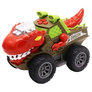 Инерционная машинка Funky Toys, "Красный Тираннозавр", со светом и звуком
