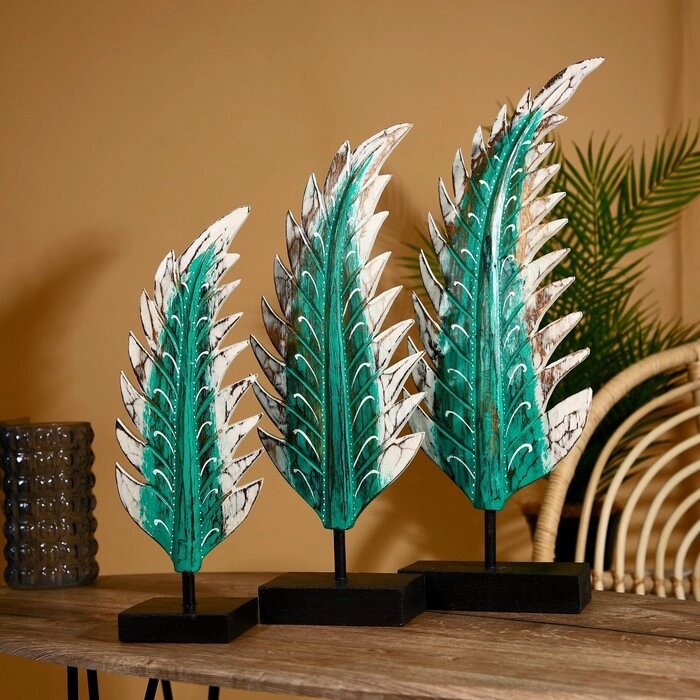 Интерьерный декор "Листья" албезия (набор 3 шт) 60,50 и 40 см от компании Интернет-гипермаркет «MALL24» - фото 1
