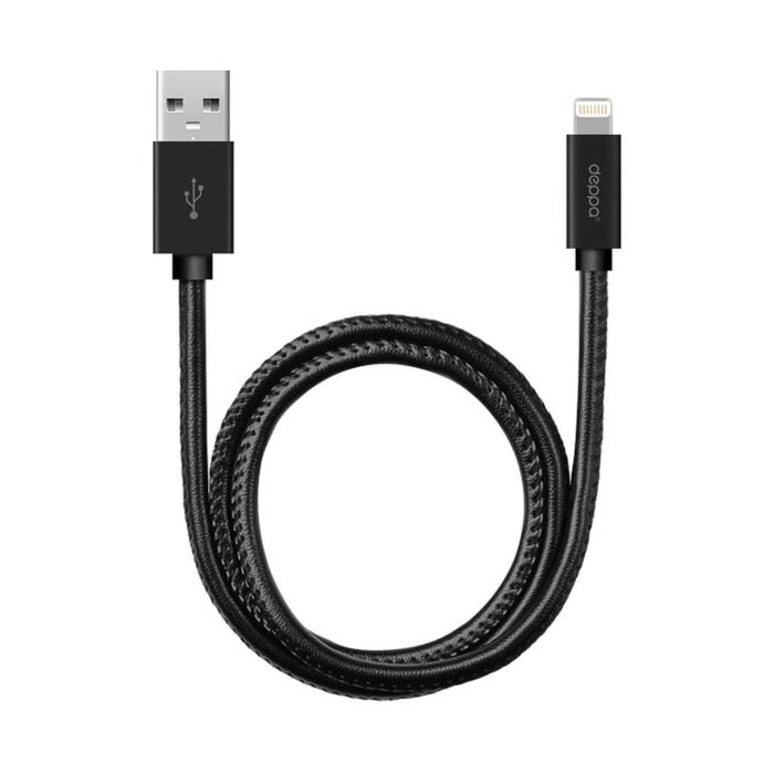 Кабель Deppa (72266) USB - 8-pin MFI, 1,2 м, алюминий/экокожа, черный от компании Интернет-гипермаркет «MALL24» - фото 1