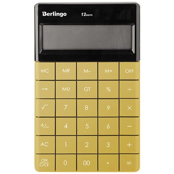 Калькулятор настольный 12-разрядный Berlingo PowerTX, 165х105х13 мм, двойное питание, золотистый от компании Интернет-гипермаркет «MALL24» - фото 1