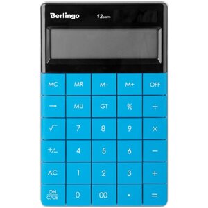 Калькулятор настольный 12 разрядов, двойное питание, 165х105х13 мм, синий