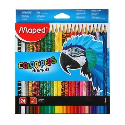 Карандаши 24 цвета Maped Color Peps Animals, трехгранные от компании Интернет-гипермаркет «MALL24» - фото 1