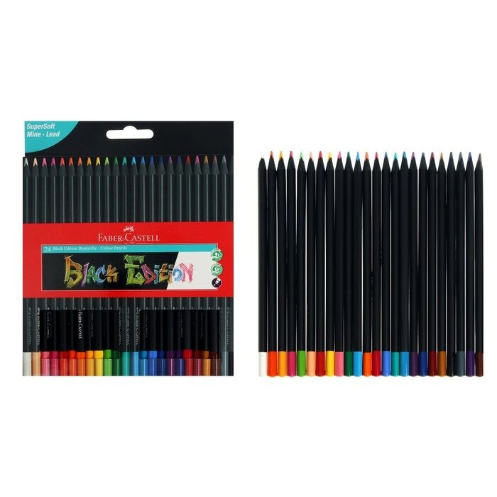 Карандаши 24цв Faber-Castell Black Edition трехгран., черн. дерево, к/к 116424 от компании Интернет-гипермаркет «MALL24» - фото 1