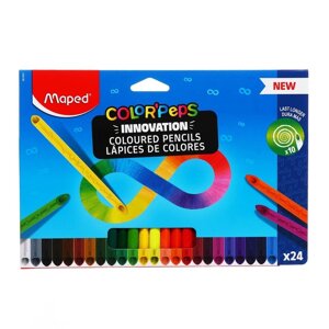 Карандаши 24цв Maped COLOR'PEPS INFINITY, треуг, ударопроч грифель, карт короб 861601