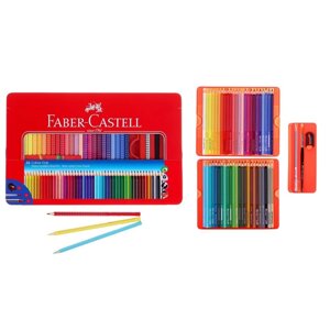 Карандаши цветные акварельные 48 цветов Faber-Castell GRIP 2001, трёхгранные с массажными шашечками, дополнительно: