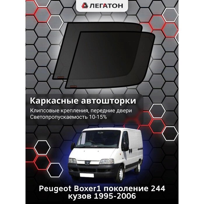 Каркасные автошторки Peugeot Boxer, 2002-2006, форточки (клипсы), Leg5343 от компании Интернет-гипермаркет «MALL24» - фото 1