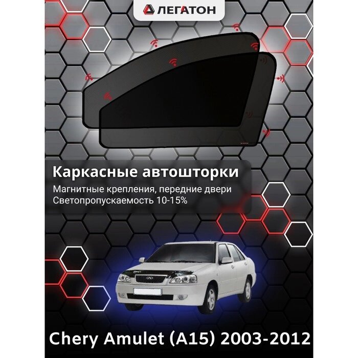 Каркасные шторки Chery Amulet (A15) г. в. 2003-2012 передние, крепление: магнит от компании Интернет-гипермаркет «MALL24» - фото 1