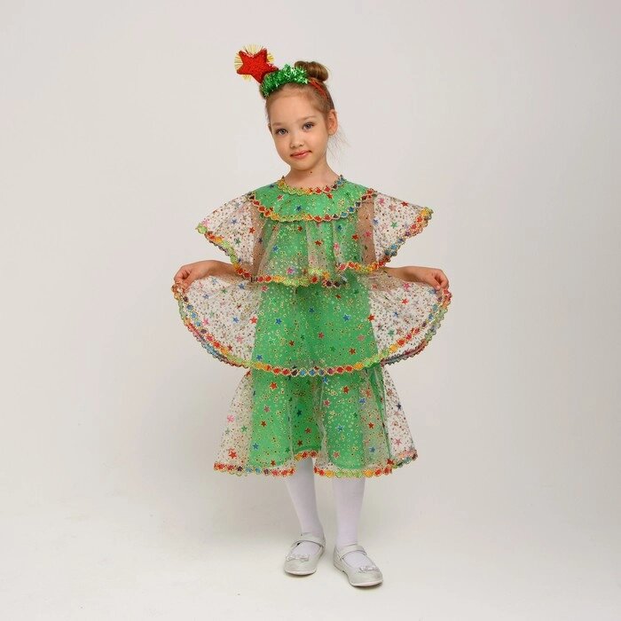 Карнавальный костюм"Елочка волшебная"органза, платье, ободок,р-р28,р98-104 от компании Интернет-гипермаркет «MALL24» - фото 1