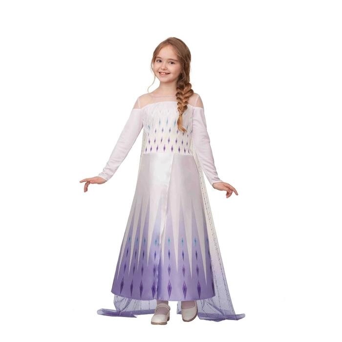 Карнавальный костюм "Эльза 2", белое платье, р. 32, рост 128 см от компании Интернет-гипермаркет «MALL24» - фото 1