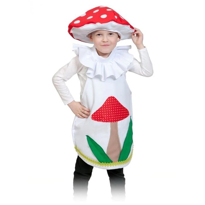 Карнавальный костюм "Гриб мухомор", текстиль, накидка и маска-шапочка, рост 98-128 см от компании Интернет-гипермаркет «MALL24» - фото 1