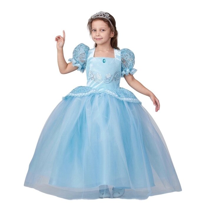 Карнавальный костюм "Принцеса Золушка" голубая, платье, диадема, р. 116-60 от компании Интернет-гипермаркет «MALL24» - фото 1