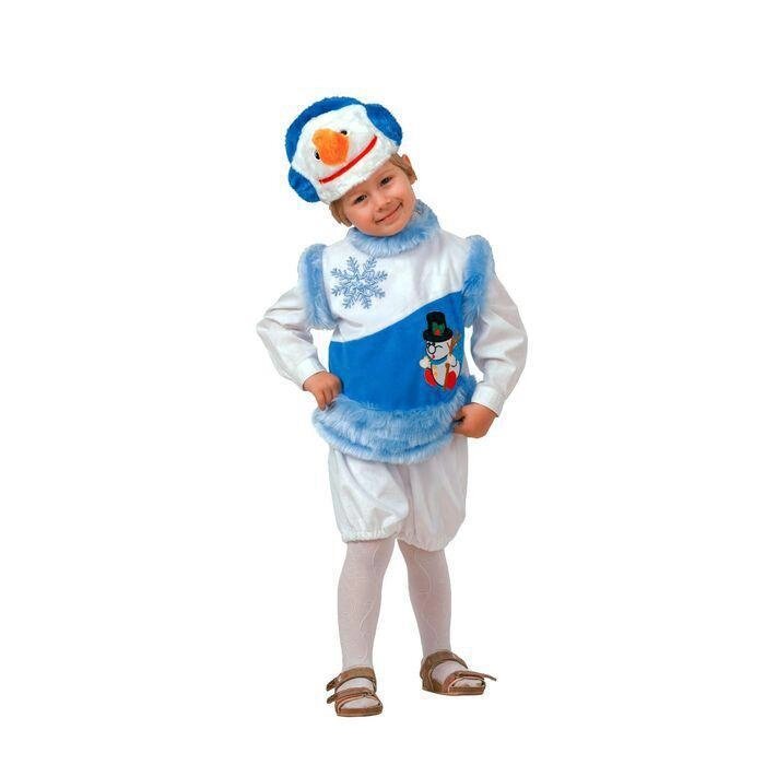 Карнавальный костюм "Снеговик снежный", плюш, размер 28, рост 110 см от компании Интернет-гипермаркет «MALL24» - фото 1