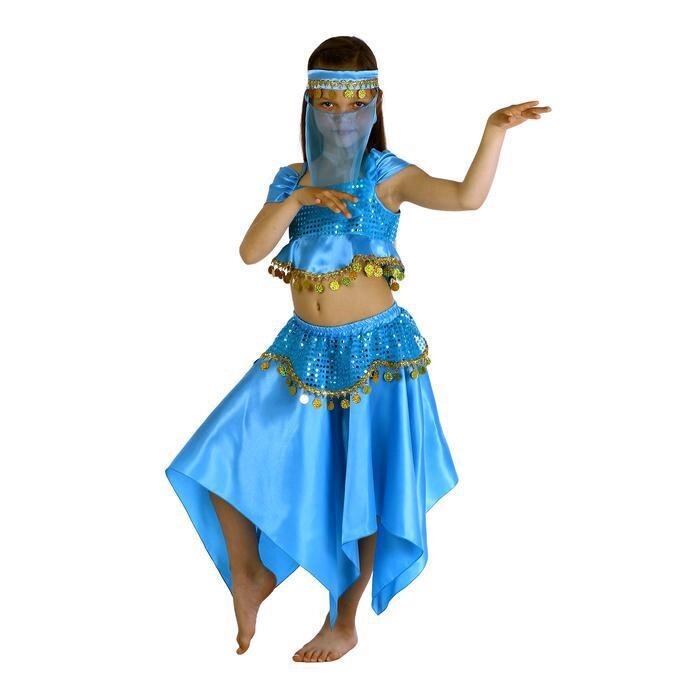 Карнавальный костюм "Восточная красавица. Лейла", повязка, топ, юбка, цвет голубой, р-р 34, рост 134 см от компании Интернет-гипермаркет «MALL24» - фото 1