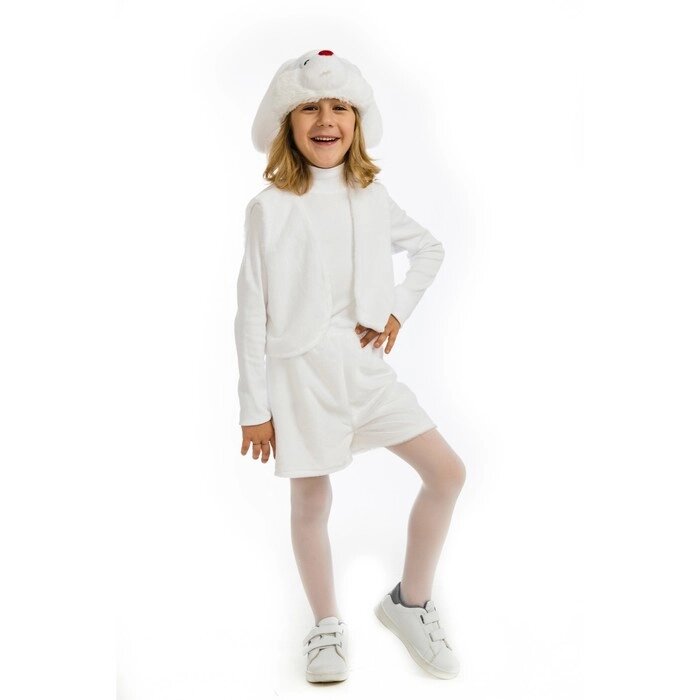 Карнавальный костюм "Зайчик белый", жилетка, шорты, маска-шапочка, рост 122 см от компании Интернет-гипермаркет «MALL24» - фото 1