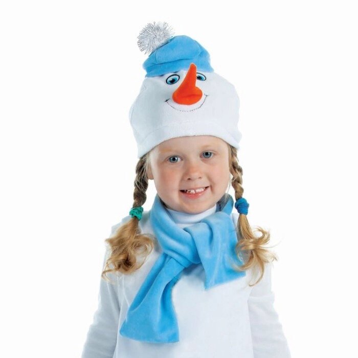 Карнавальный набор "Снеговик в шарфе", велюр, обхват головы 48-50 см от компании Интернет-гипермаркет «MALL24» - фото 1