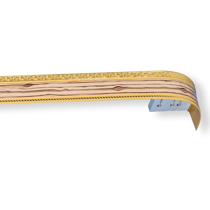 Карниз трёхрядный "Есенин" 340 см, молдинг золото, цвет зебрано натуральный от компании Интернет-гипермаркет «MALL24» - фото 1