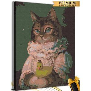 Картина по номерам "Кот с уточкой" холст на подрамнике 40*50 605