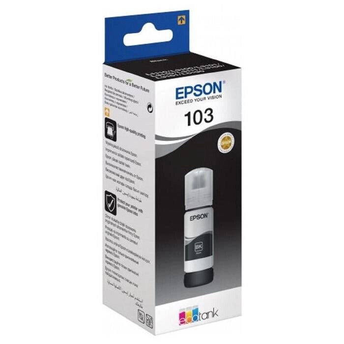 Картридж струйный Epson 103BK C13T00S14A черный для Epson L3100/3110/3150 (65мл) от компании Интернет-гипермаркет «MALL24» - фото 1