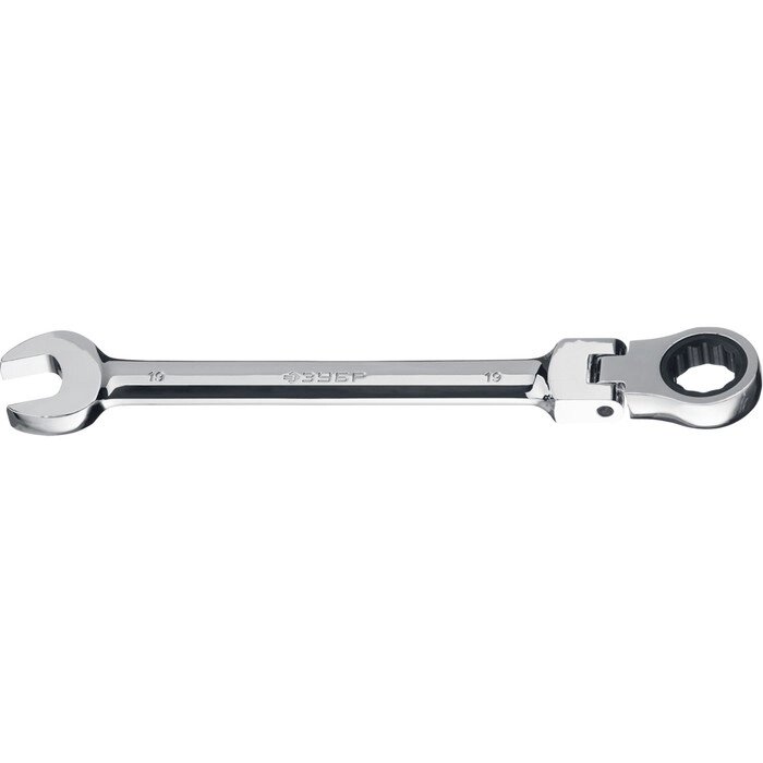 Ключ гаечный комбинированный трещоточный шарнирный ЗУБР 27101-19, 19 мм от компании Интернет-гипермаркет «MALL24» - фото 1