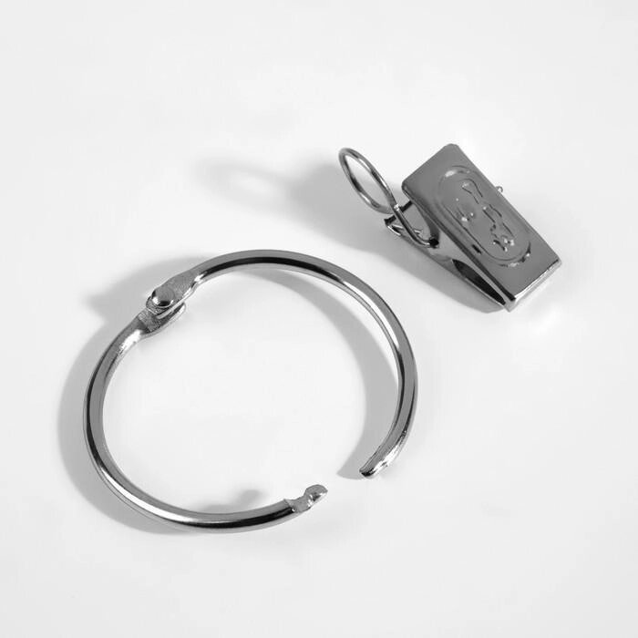 Кольцо для карниза, с зажимом, d = 22/26 мм, 20 шт, цвет серебряный от компании Интернет-гипермаркет «MALL24» - фото 1
